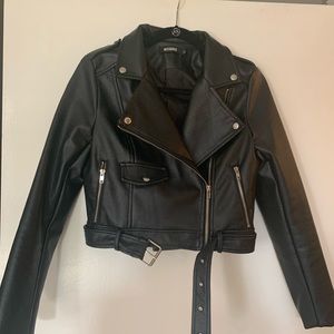 Missguided Faux Leather Black Moto Jacket
